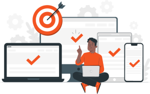 Gerenciamento e Manutenção do Seu Site Interface de painel de administração do site com ferramentas para editar conteúdo.