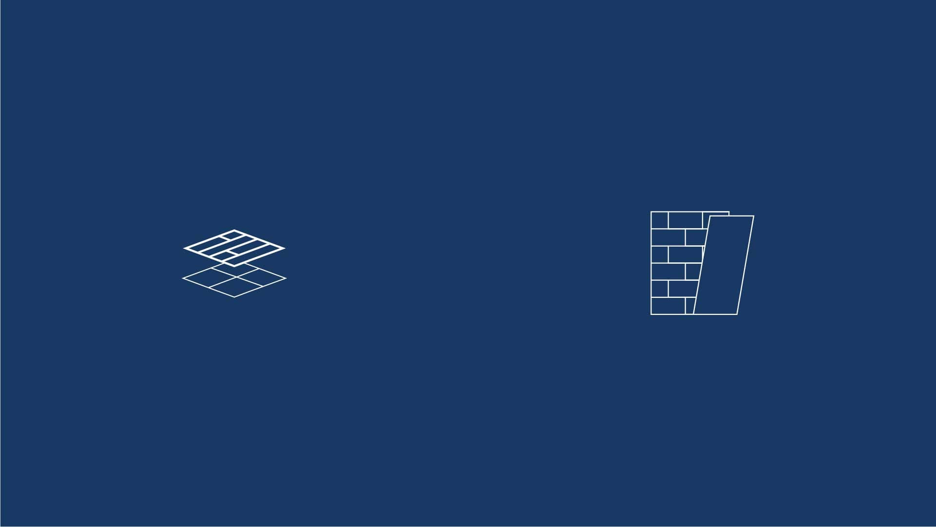 Design minimalista de ícone para portfólio digital de pavimentos.