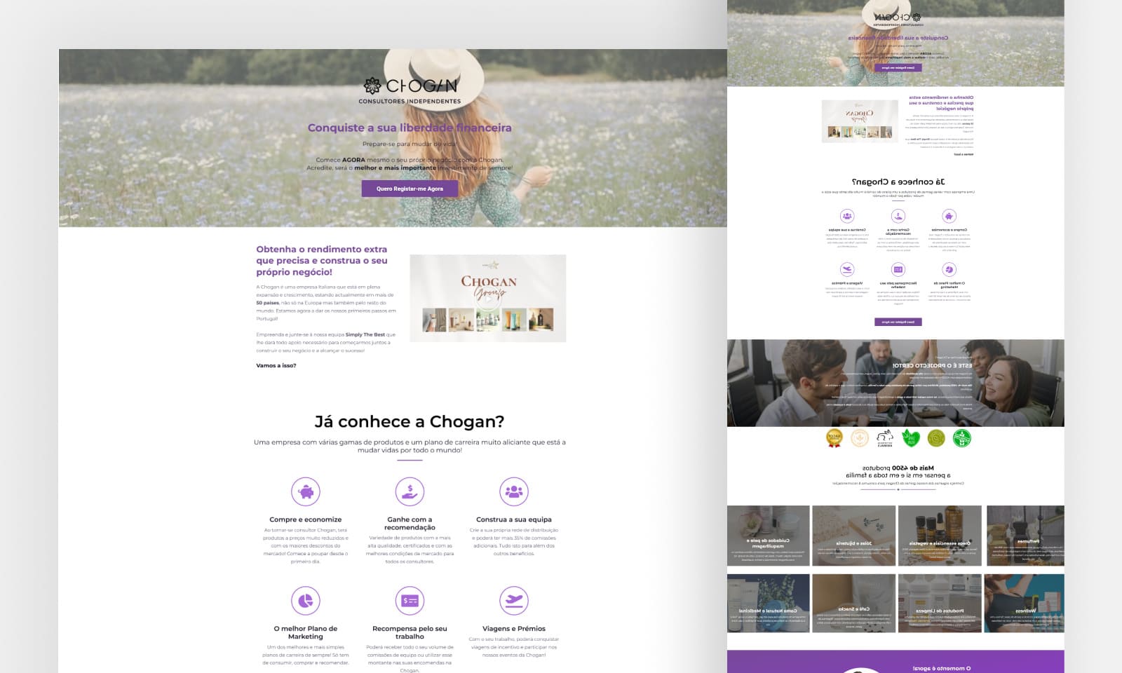Website one-page otimizado para SEO para consultores do Grupo Chogan